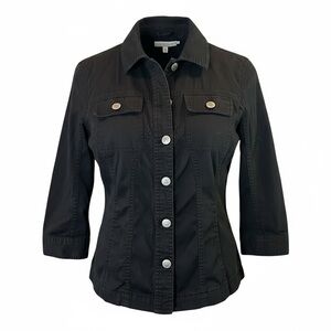 Christopher & Banks Black Stretch Jacket Structured Button Front Career Casual